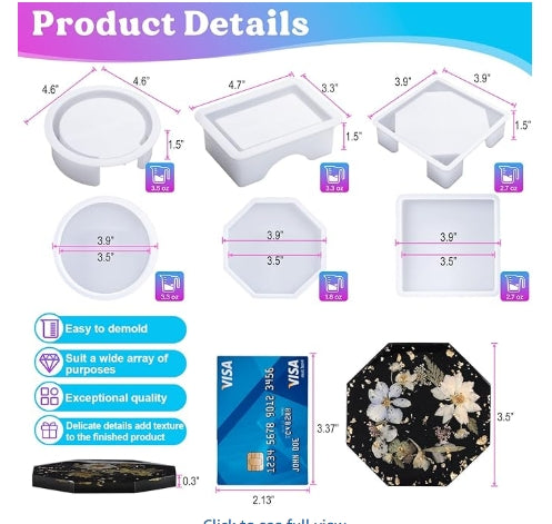 Custom Resin Coaster Set – Personalized Design